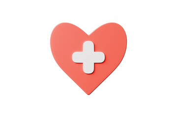 Obraz premium 3d heart cross icon. medical support concept. minimal cartoon emergency medical wellness care for health branding ads. isolated on white transparent background. 3d render.