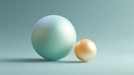 Fototapeta premium Smooth spheres of different sizes with gradient colors in a tranquil setting for artistic and abstract design projects