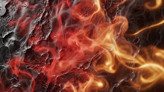 Soft red and golden glowing abstract lines gently bleed and diffuse outward into a smokey textured wall surface in beautiful slow motion golden glowing abstract lines, elegant, diffuse outward