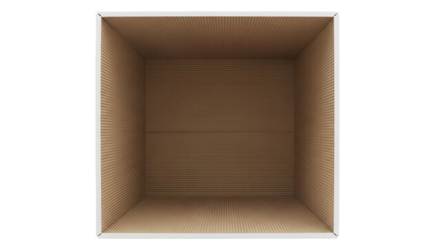 Open cardboard box PNG isolated on transparent background, empty container for storage and shipping, brown corrugated paper material