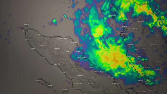Dynamic Weather Radar Map Showing Storm Movement Over Southeast Asia