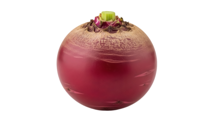 Fresh red turnip isolated PNG, vibrant root vegetable with green stem on transparent background, healthy eating and vegetarian ingredient