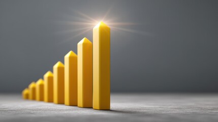 Yellow bars representing growth and achievement against a minimalist gray background, showcasing innovation, success, and progress in a visually appealing manner