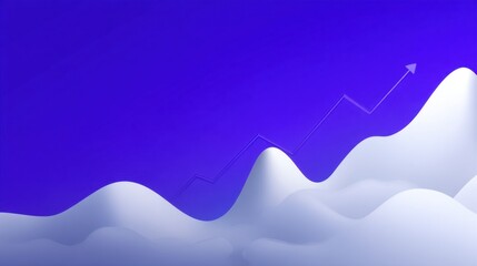Abstract background with smooth white curves and upward trend line showcasing growth and progress against a vibrant purple gradient backdrop