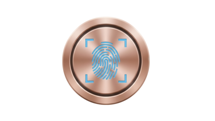 Fingerprint scanner PNG isolated on transparent background, biometric identification technology for security and access control systems