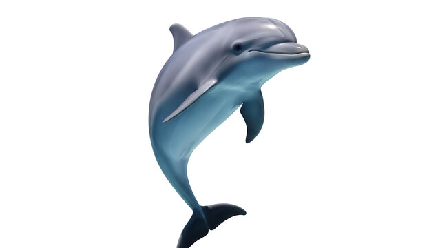 Realistic bottlenose dolphin PNG isolated on transparent background, marine mammal with smooth skin and streamlined body for ocean life concepts