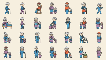 Obraz premium Collection of Cartoon Characters in Various Poses.