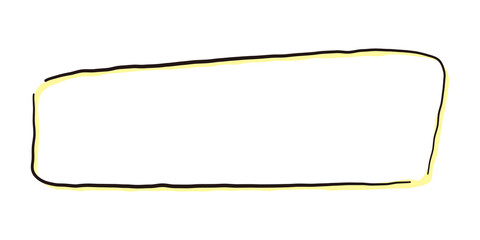 ペンで手描きされたシンプルで可愛い四角い吹き出しのイラスト素材