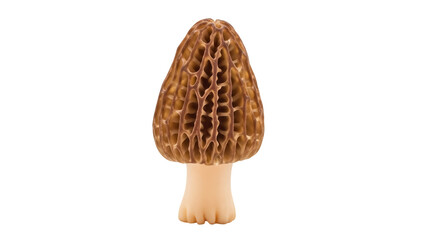 Morel mushroom isolated PNG on transparent background, delicious edible fungus with honeycomb texture for gourmet cooking © Florin