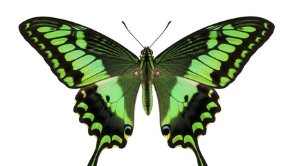 Green swallowtail butterfly PNG isolated on transparent background, tropical insect with vibrant wings for design and educational use © Florin