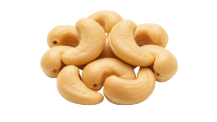 Pile of cashew nuts PNG isolated on transparent background, healthy snack food rich in protein and minerals for vegan diet