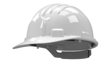 Shiny white hard hat PNG isolated on transparent background, construction safety helmet for industrial work and personal protection