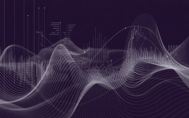 Abstract digital data visualization featuring smooth flowing waves and intricate information patterns