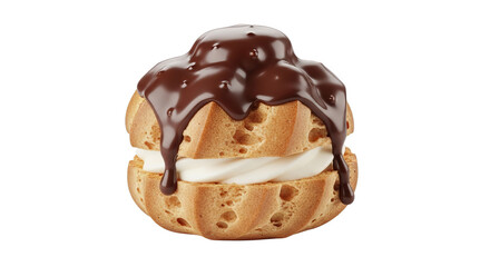 Obraz premium Decadent Cream Puff With Chocolate Glaze And Cream Filling