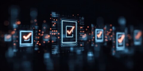 Fototapeta premium Digital map that uses document review checklist to coordinate inspection quality verification and compliance