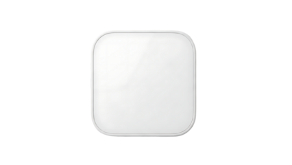 Modern white square electronic device with rounded corners, isolated on transparent background, representing technology, innovation, or a blank interface.
