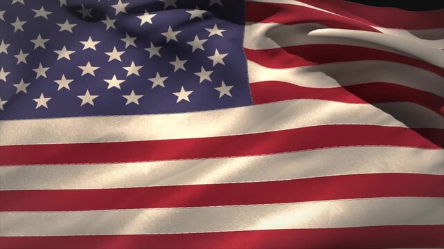 american flag waving in the wind with stars and stripes and detailed fabric texture. national symbol for patriotic events and celebrations.