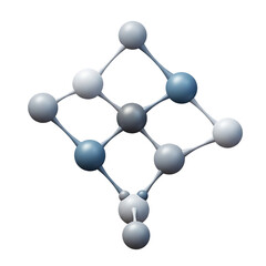 3D molecular structure model, resembling a diamond lattice, representing chemistry and materials science, isolated on transparent background.