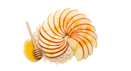 Spiral Red Apple Slices With Honey Drizzle And Oats
