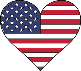 Heart shaped American flag with stars and stripes