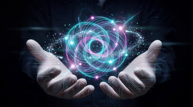 Hand of a man touching a digital world map on a blue background representing a global business network and future internet technology connection - Powered by Adobe