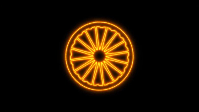 Republic Day Ashoka Chakra Neon India Flag Symbol Animation