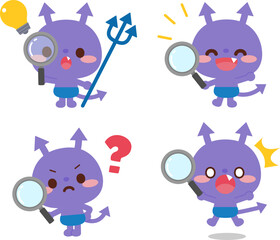 虫眼鏡とばい菌のキャラクターセット © TANO