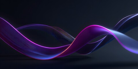 Abstract flowing ribbon of vibrant purple and blue light curves gracefully across a dark background creating a sense of motion and futuristic digital design