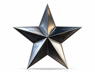 Obraz premium Polished, metallic, five-pointed star on white