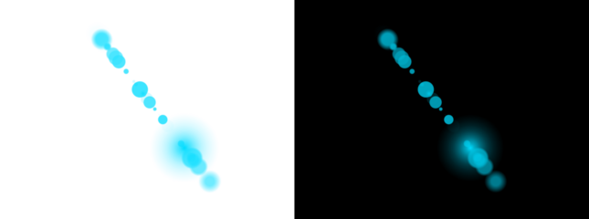 cyan lens flare effect, optical flares and bokeh lights on transparent background, cyan glares and circles, light leak effect