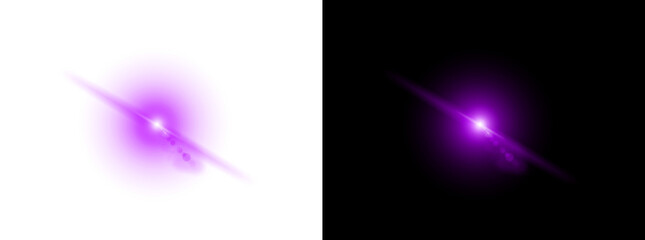 Purple light abstract glow effect bright star isolated on transparent background beautiful vibrant digital optical design element for overlay