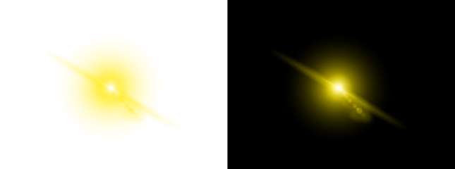 Yellow light abstract glow effect bright star isolated on transparent background beautiful vibrant digital optical design element for overlay