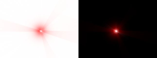 Small red light spot flare effect with star burst on transparent background for creative graphic design projects and photo editing work