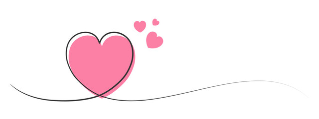 Pink heart illustration with an elegant smooth curved line