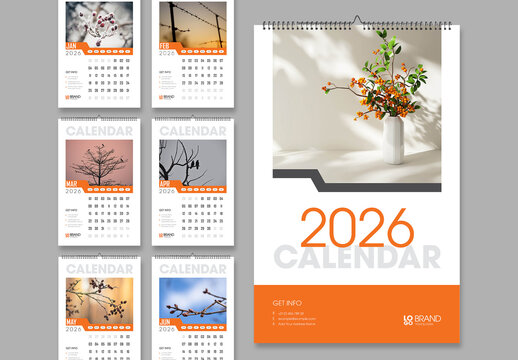 2026 Wall Calendar Template with Modern Minimal Design