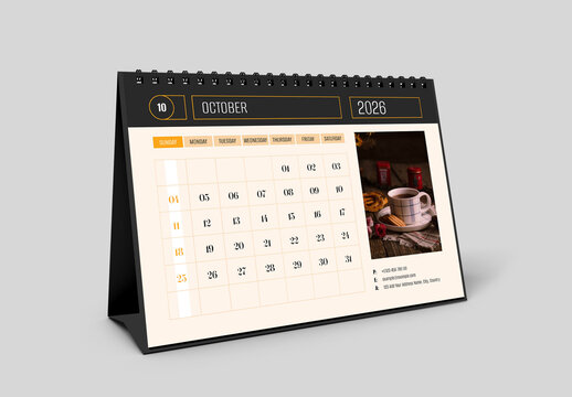 2026 Desk Calendar Template With Standup Spiral Format for Work