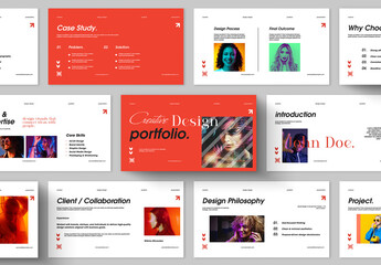 Creative Design Portfolio Presentation Template with Modern Layout and Visual Concept