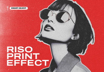 Grunge Risoprint Photo Effect Mockup