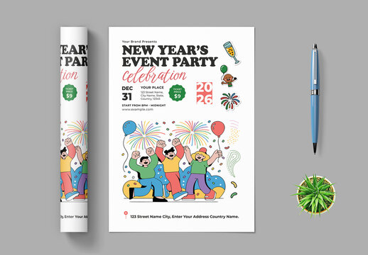 Happy New Year Flyer Design 2026