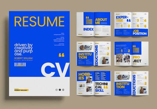 Resume Booklet and CV Portfolio Layout for Creative Professionals