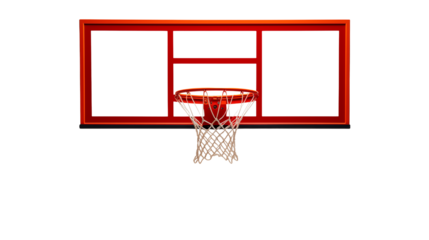 Red basketball hoop with backboard on black background