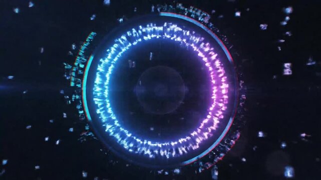 Dazzling digital orb explosion amidst the void