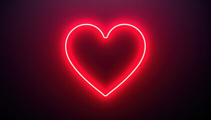 Neon heart glowing heart red heart valentine heart love sign neon light glowing sign dark wall