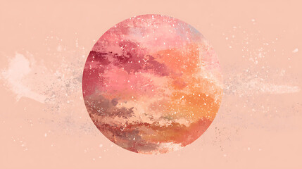 Watercolor Sphere with Textured Splatters on Peach