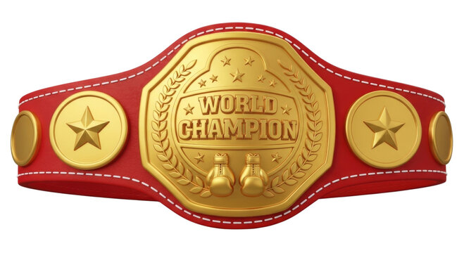 3d world champion boxing belt transparent background cutout png