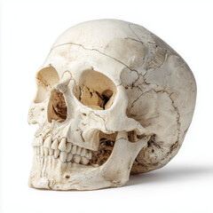 3d Human skull on white background