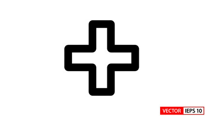 Obraz premium Black Cross Symbol on White Background.