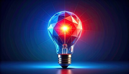 Digital light bulb made of glowing nodes and lines on dark background, evoking innovation and tech brilliance.