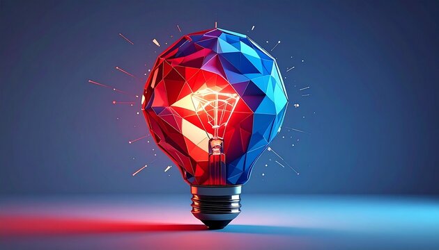 Digital light bulb made of glowing nodes and lines on dark background, evoking innovation and tech brilliance. - Powered by Adobe
