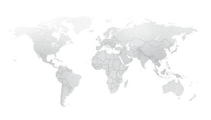 Obraz premium Subtle world map outline in low opacity with dotted texture and country borders, calm tone